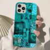 Mint Green Kolaj Tasarımlı Silikon Telefon Kılıfı