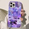 Purple Retro Kolaj Tasarımlı Silikon Telefon Kılıfı