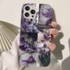 Purple Flower Kolaj Tasarımlı Silikon Telefon Kılıfı