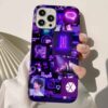 Purple Neon Bts Kolaj Tasarımlı Silikon Telefon Kılıfı