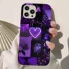 Purple Neon Kolaj Tasarımlı Silikon Telefon Kılıfı