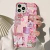 Pink Kolaj Tasarımlı Silikon Telefon Kılıfı