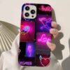 Neon Hello Kolaj Tasarımlı Silikon Telefon Kılıfı