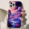 Mor Temalı Akarsu Tasarımlı Silikon Telefon Kılıfı