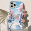 Kış Mevsimi Sokak Manzarası Tasarımlı Silikon Telefon Kılıfı