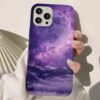 Lila Bulutlar Tasarımlı Silikon Telefon Kılıfı