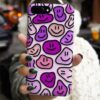 Mor Tonları Smile Kolaj Tasarımlı Silikon Telefon Kılıfı