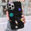 Uzay Çizimi Tasarımlı Silikon Telefon Kılıfı