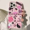 Black Pink Logo Sticker Tasarımlı Silikon Telefon Kılıfı