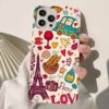 Paris Sticker Tasarımlı Silikon Telefon KılıfIı