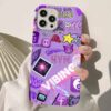 Purple Sticker Tasarımlı Silikon Telefon KılıfIı