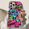 Neon Sticker Tasarımlı Silikon Telefon KılıfIı