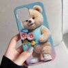 Flower Sweet Bear Tasarımlı Silikon Telefon Kılıfı
