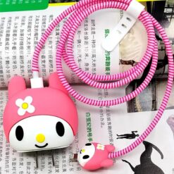 Pembe Ayı Papatya Desenli Sarj&Kablo Koruyucu Set