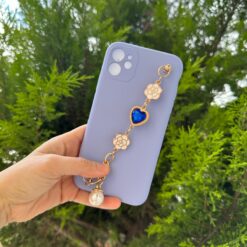 Lila Renkli Bilek Geçmeli Zincirli Silikon Telefon Kılıfı