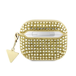 Alternative view of Apple Airpods Pro 2 Kılıf Guess Orjinal Lisanslı Parıltılı Taş Kaplamalı Üçgen Logo Süs Zincirli Kapak