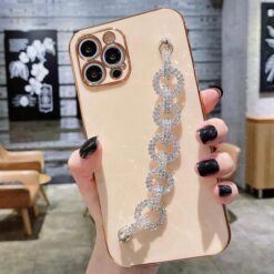 Bilek Geçmeli Parlak Zincirli Silikon Telefon Kılıfı