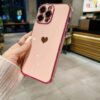 Kalp Desenli Parlak Pembe Renkli Silikon Telefon Kılıfı