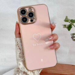 Kalp Desenli Parlak Silikon Telefon Kılıfı