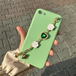 Alternative view of Açık Yeşil Renkli Bilek Geçmeli Zincirli Silikon Telefon Kılıfı