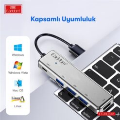 Alternative view of Earldom HUB12 Tak Çalıştır 40cm 4 Adet Usb 2.0 ve 1 Adet Type-C Çıkışlı Usb Çoklayıcı