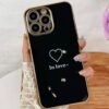 Kalp Desenli Parlak Silikon Telefon Kılıfı
