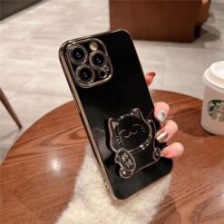 Kedi Standlı Parlak Kılıf