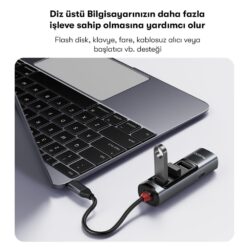 Alternative view of Yesido HB22 5in1 3 Adet Usb 3.0 / 1 Adet 100W Type-C ve 1 Adet 4K 30hz HDMI Çıkışlı Hub Dönüştürücü