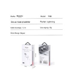 Alternative view of Yesido YH36 Aktif Gürültü Engelleyici Özellikli Lightning Kablolu Kulaklık