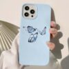 Uçan Mavi Kelebekler Baskılı Silikon Telefon Kılıfı