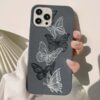 Siyah Beyaz Kelebekler Baskılı Silikon Telefon Kılıfı