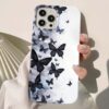Siyah Uçuşan Kelebekler Baskılı Silikon Telefon Kılıfı