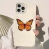 Turuncu Uçan Kelebek Baskılı Silikon Telefon Kılıfı