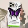 Revenge Yazılı Mor Kelebek Baskılı Silikon Telefon Kılıfı