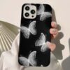 Gri Parıltılı Kelebekler Baskılı Silikon Telefon Kılıfı