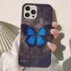 Mavi Kelebek Baskılı Silikon Telefon Kılıfı
