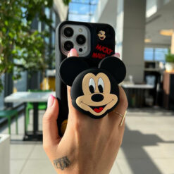 Popsocketli Mickey Mouse Kabartma Silikon Telefon Kılıfı